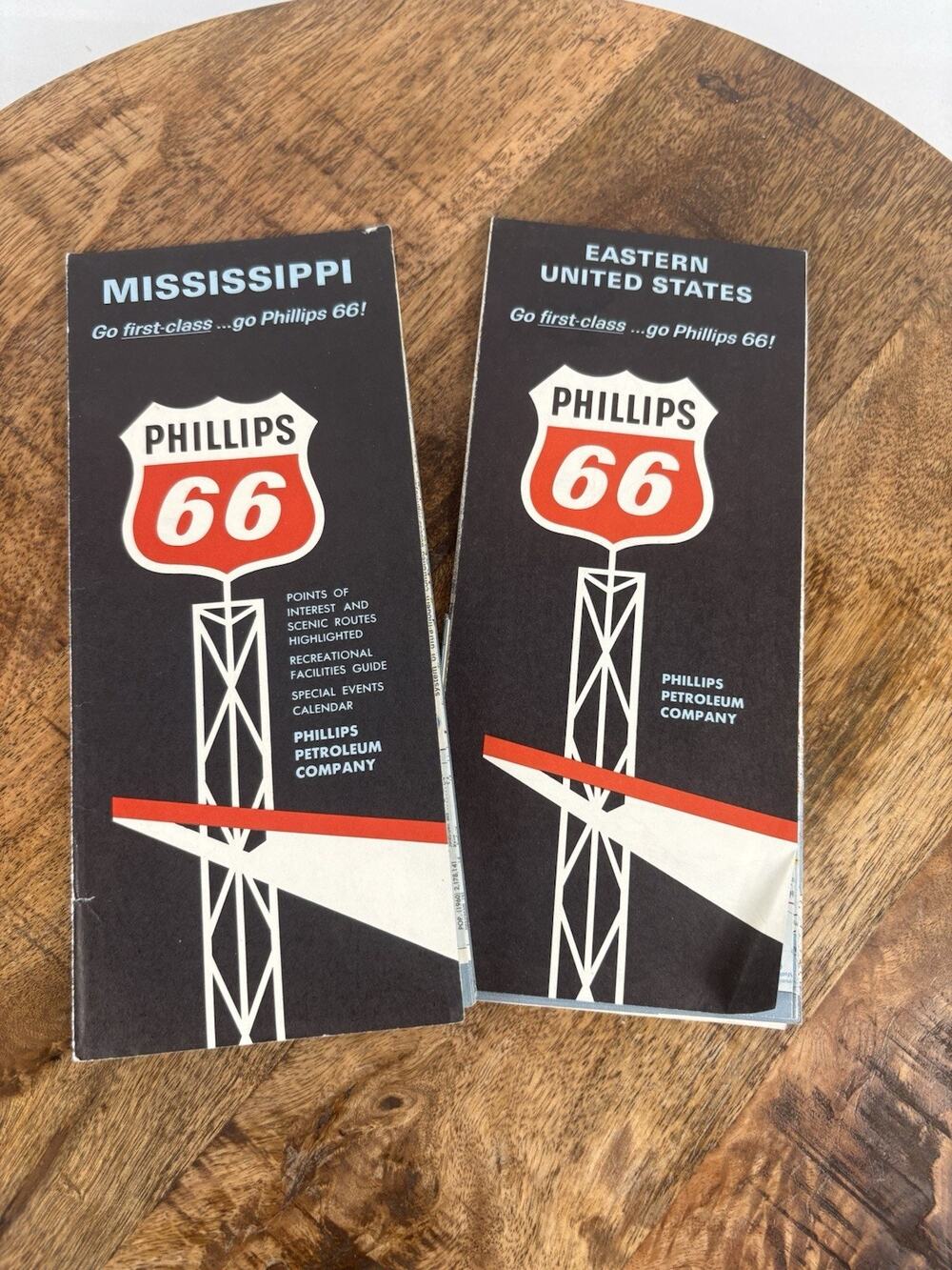 Lot of 2 Vintage Phillips 66 Maps 1960's Mississippi And Eastern United States